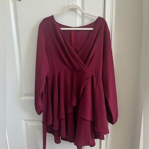 Maroon long sleeve dress.